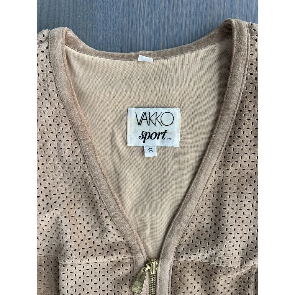 VAKKO Sport suede Leather Vintage Jacket Perforated Leather Size Small - Picture 4 of 8